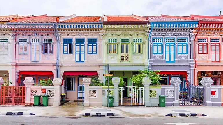 Peranakan shophouses in Joo Chiat draw from a blend of Asian and European influences.