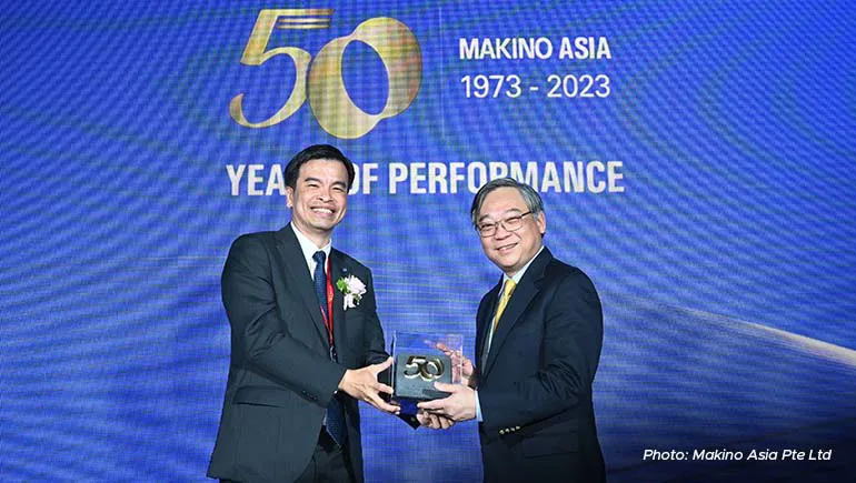 From left: Makino Asia’s CEO, Neo Eng Chong, and Minister for Trade and Industry, Gan Kim Yong. 