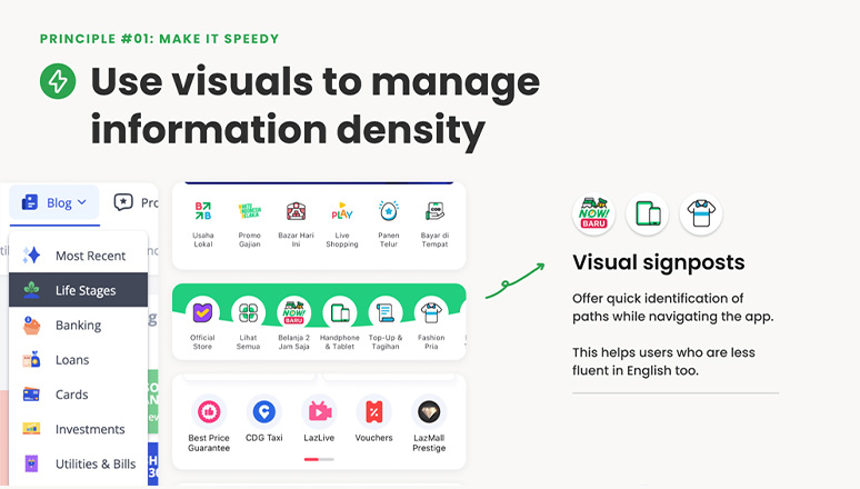 use visuals to manage information density