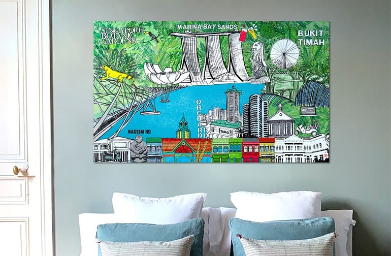 This piece was commissioned by an expat family in Singapore who enjoy Singapore’s flora and fauna.