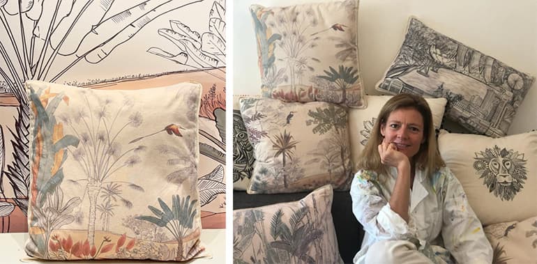 When Singapore was under COVID lockdown, Cécile came up with a line of home décor products like wallpaper and cushion covers.