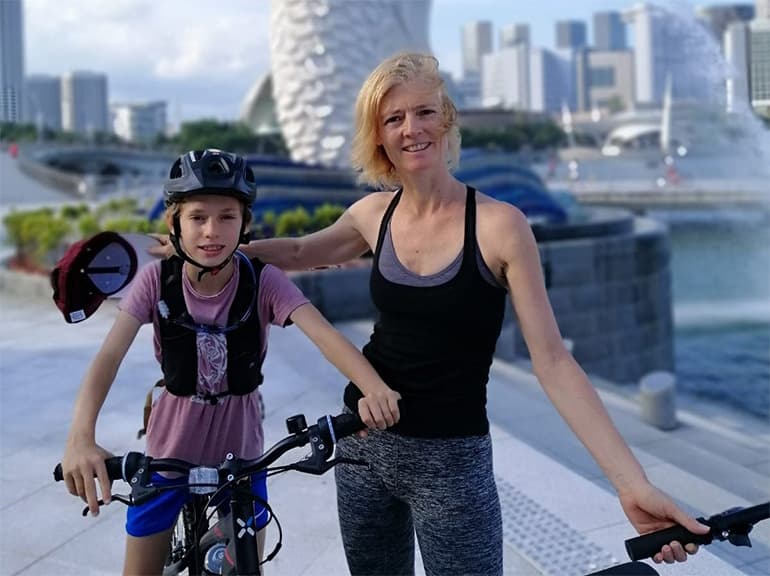 Cécile’s family doesn’t own a car in Singapore but enjoys heading out on cycling trips.