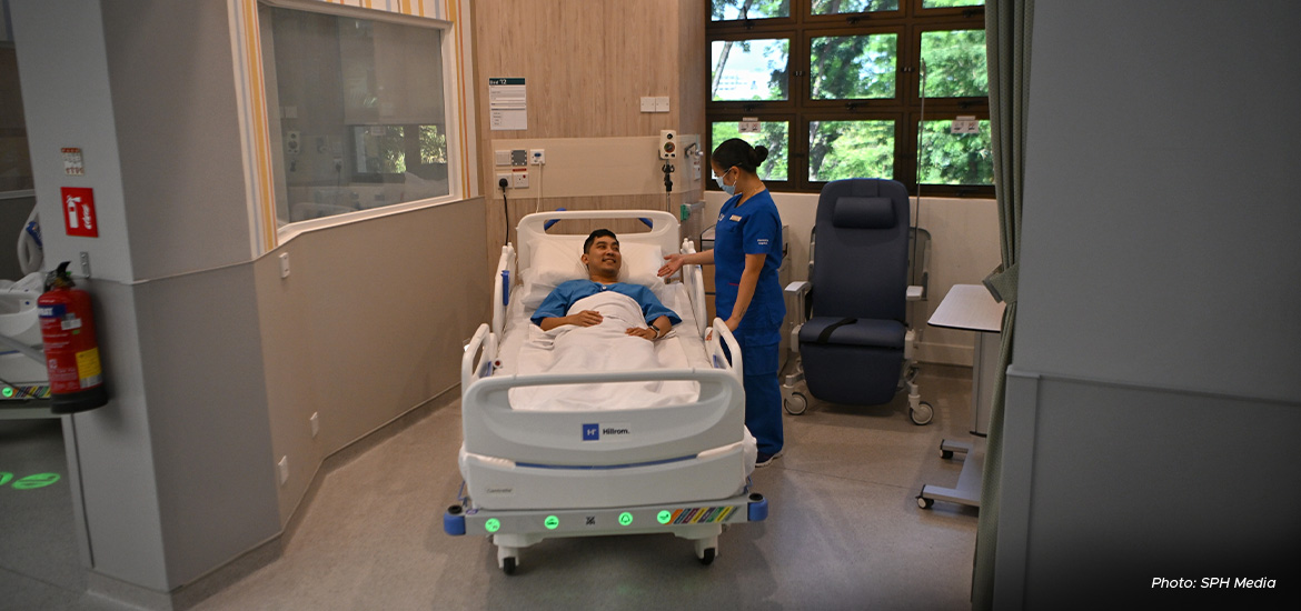 Alexandra Hospital's smart wards have naturally ventilated patient "pods" with modular walls, circadian lighting and sound insulation.