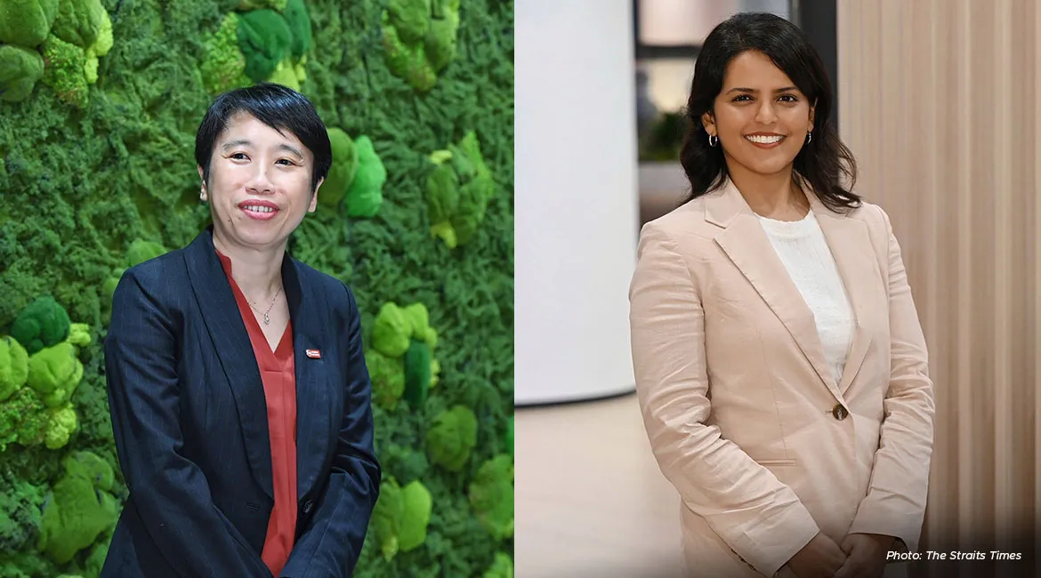 Ms Poh Hwee Hian (left) heads commercial and marketing development across 27 countries at SATS’ food solutions group, while Ms Rafidah Rahumathullah will be a London-based global director for logistics firm OIA Global.