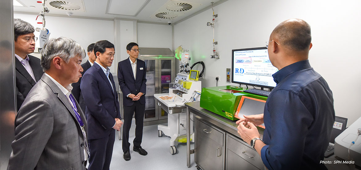 Minister for Health Ong Ye Kung during the tour of the new Advanced Cell Therapy and Research facility on Aug 4. 