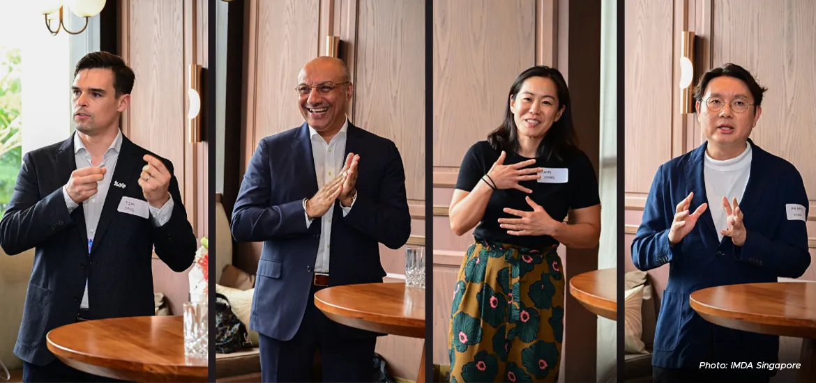 Above, from left: Sustainable Metal Cloud’s co-founder, Tim Rosenfeld; Google Cloud’s APAC vice president, Karan Bajwa; Open AI’s head of policy, APAC, Sandy Kunvatanagarn; and Senior Regional Manager of NVIDIA's AI Technology Centre, Dr Ng Aik Beng (PhD).