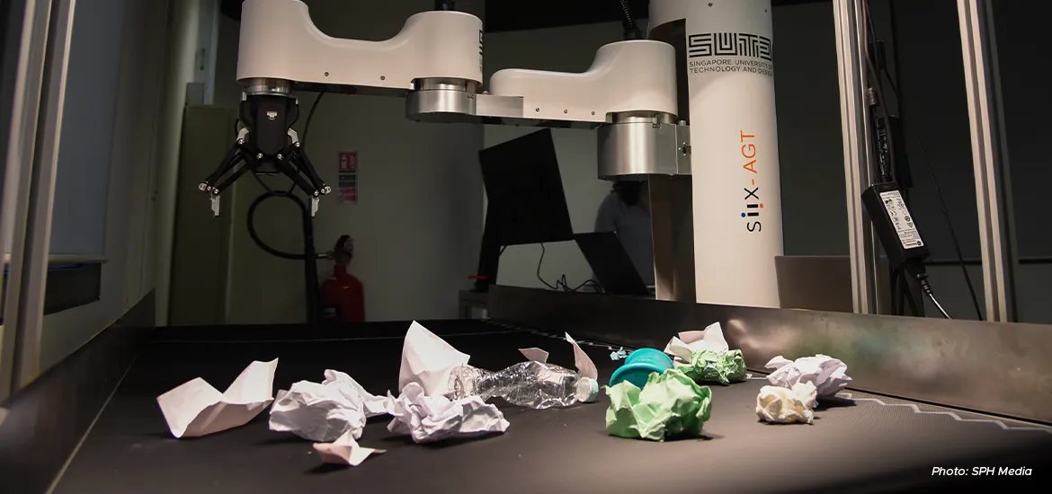 An AI-assisted robotic arm that can identify and sort different types of plastic using multi-spectral imaging has been developed in Singapore.