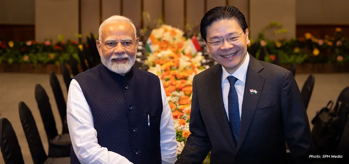 Four MOUs were exchanged on 5 September, witnessed by PM Lawrence Wong (right) and Indian PM Narendra Modi, who is in the Republic on an official visit.