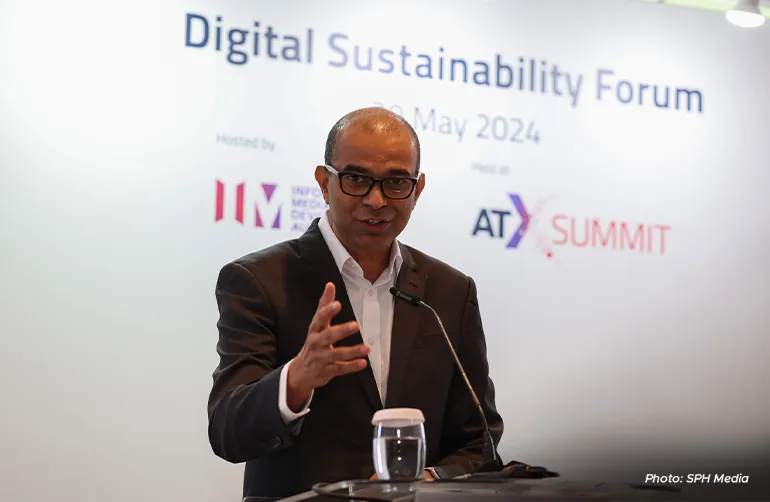 Senior Minister of State for Communications and Information Janil Puthucheary elaborating on the plans for Singapore’s new Green Data Centre Roadmap during the Asia Tech x Singapore conference.