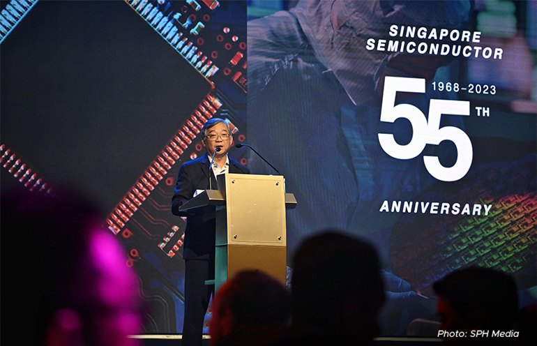Trade and Industry Minister Gan Kim Yong during an event to celebrate the 55th anniversary of the semiconductor industry in Singapore, on September 19.