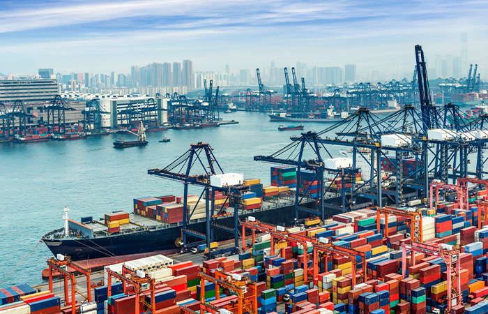 A port in Singapore. Wong says the city-state will significantly enhance its airport and seaport capacity to remain a key node in global logistics.