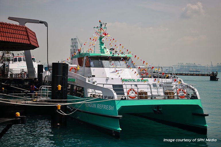 The electric ferry service is a first for Singapore and for Shell globally.