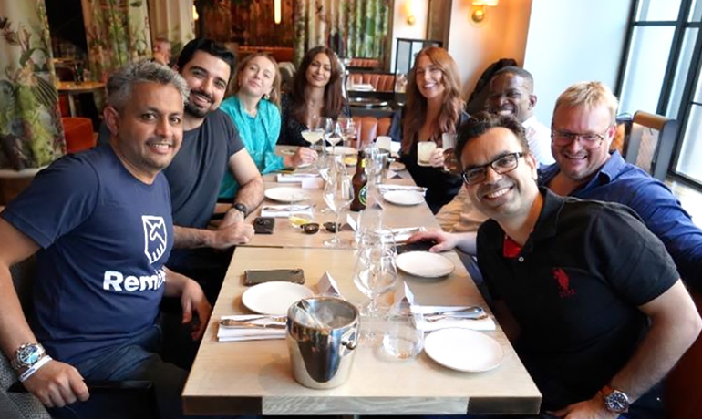 Having a meal with the Remitly team in London this year.