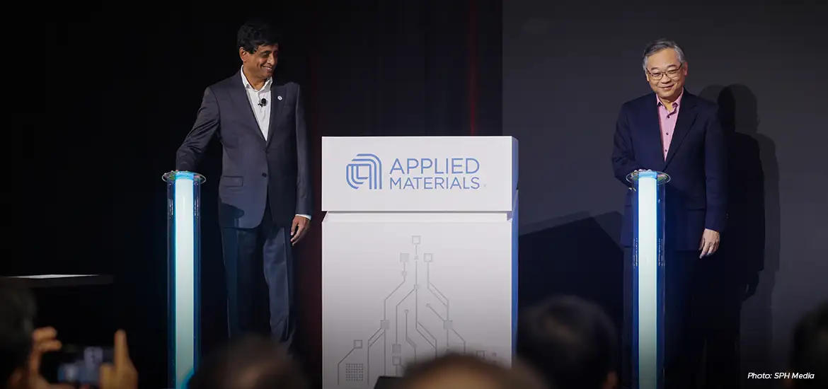 DPM Gan Kim Yong (right) launching the initiative with Dr Prabu Raja, president of the semiconductor products group at Applied Materials.