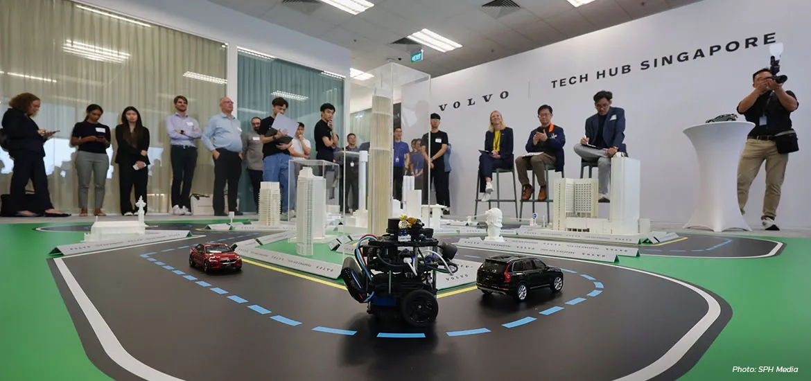 The Volvo tech hub consists of a research and development lab and office space for engineers.