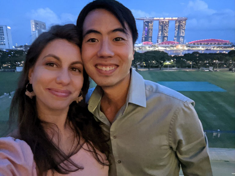Marina and her husband, right after they moved to Singapore