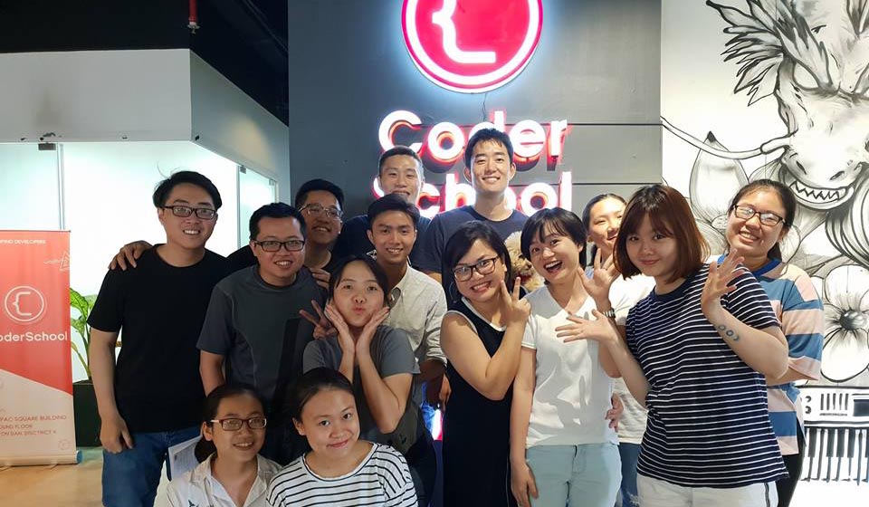 A training session with Vietnamese coders